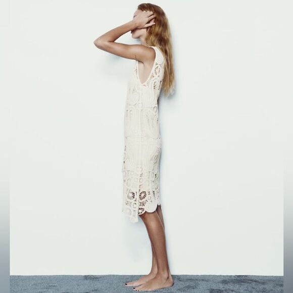 ZARA ASYMMETRIC CROCHET DRESS - Picture 2 of 10